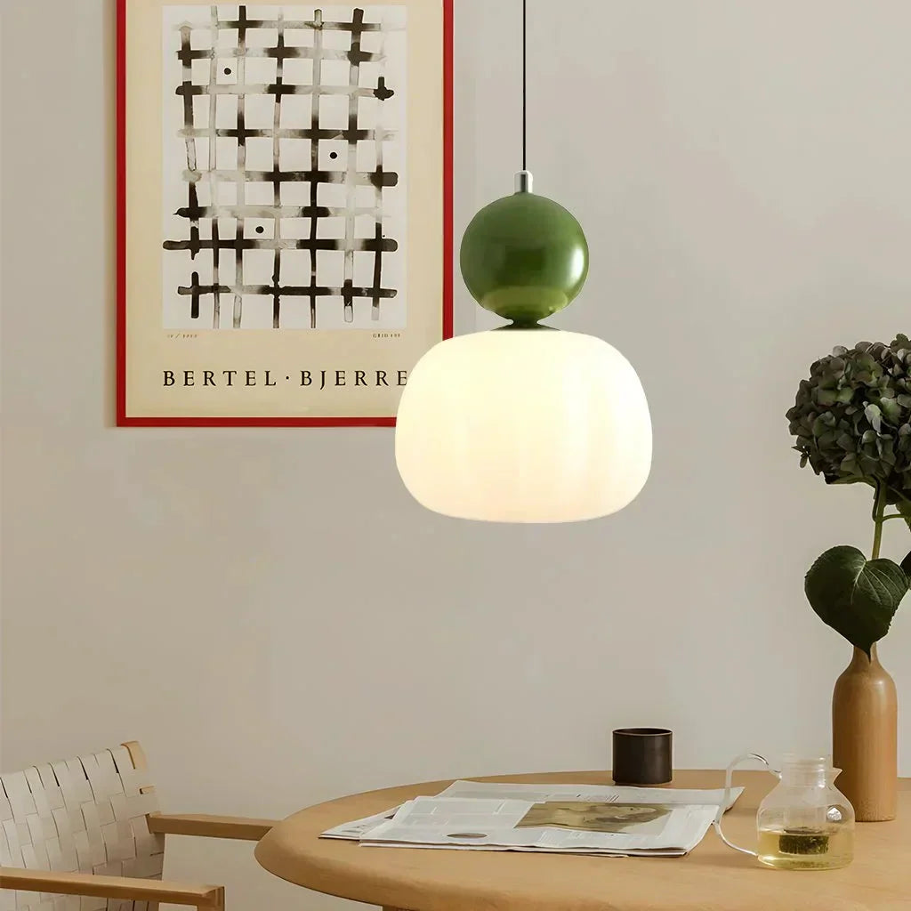 Art Deco Pendant Lamp in Bauhaus Style (Cream, Red, Green, or Chrome)