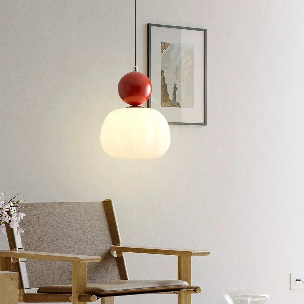 Art Deco Pendant Lamp in Bauhaus Style (Cream, Red, Green, or Chrome)