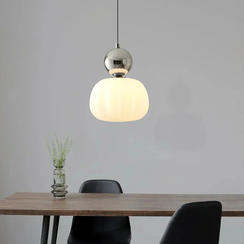 Art Deco Pendant Lamp in Bauhaus Style (Cream, Red, Green, or Chrome)