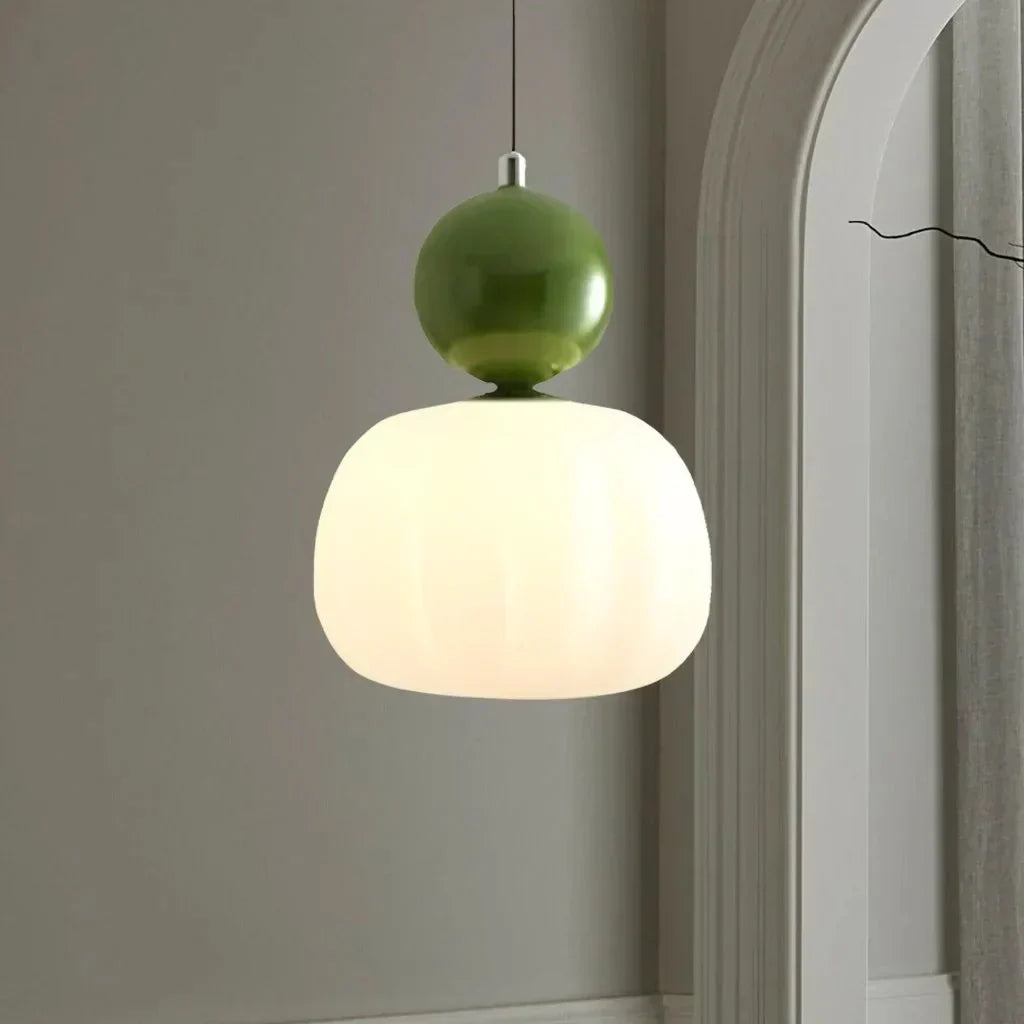 Art Deco Pendant Lamp in Bauhaus Style (Cream, Red, Green, or Chrome)