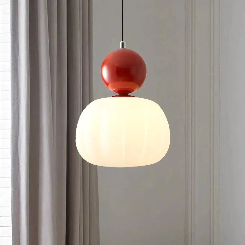 Art Deco Pendant Lamp in Bauhaus Style (Cream, Red, Green, or Chrome)