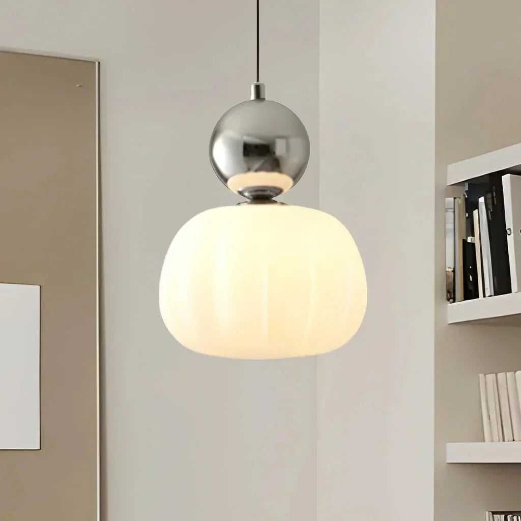 Art Deco Pendant Lamp in Bauhaus Style (Cream, Red, Green, or Chrome)