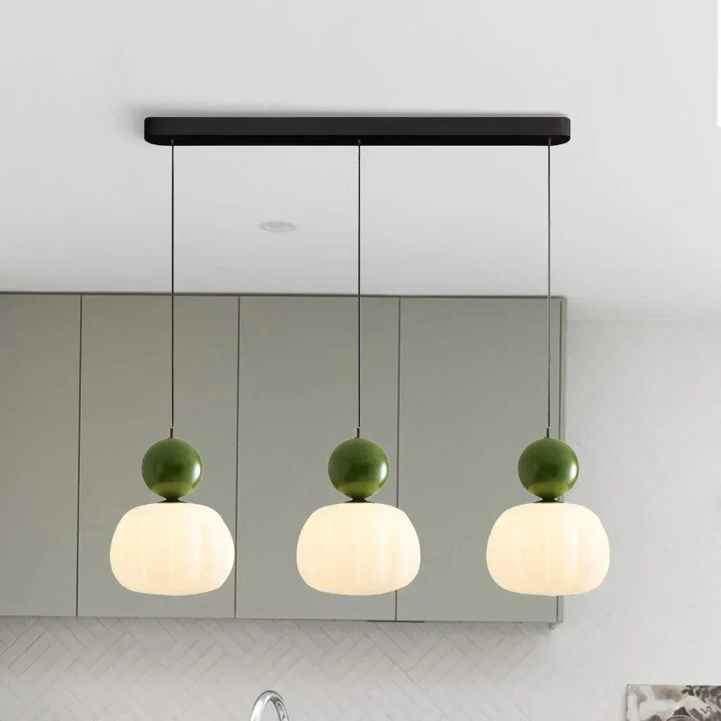 Art Deco Pendant Lamp in Bauhaus Style (Cream, Red, Green, or Chrome)