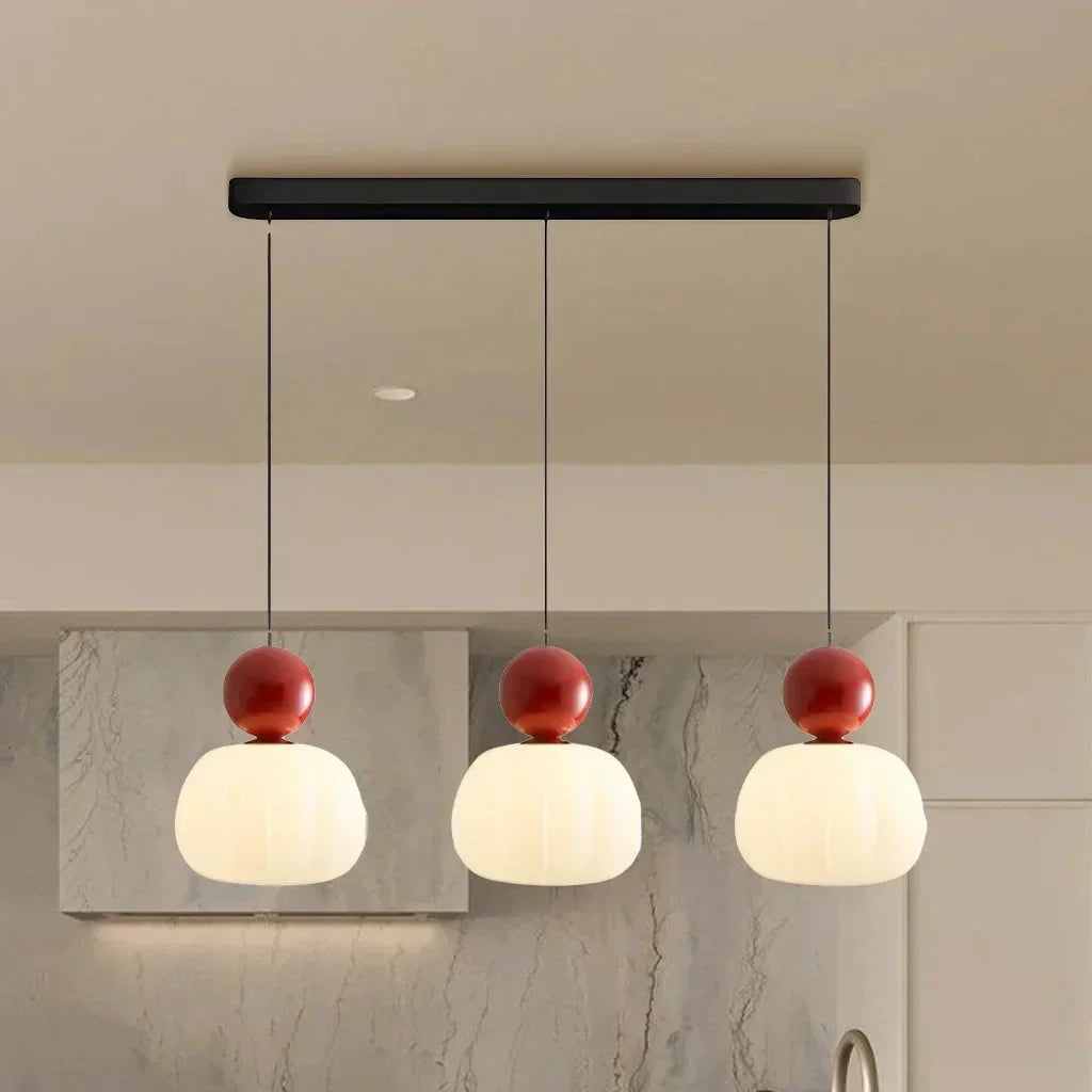 Art Deco Pendant Lamp in Bauhaus Style (Cream, Red, Green, or Chrome)