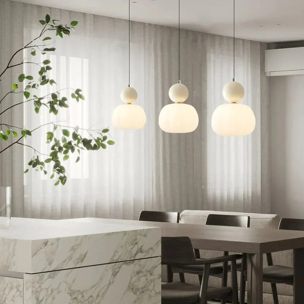 Art Deco Pendant Lamp in Bauhaus Style (Cream, Red, Green, or Chrome)