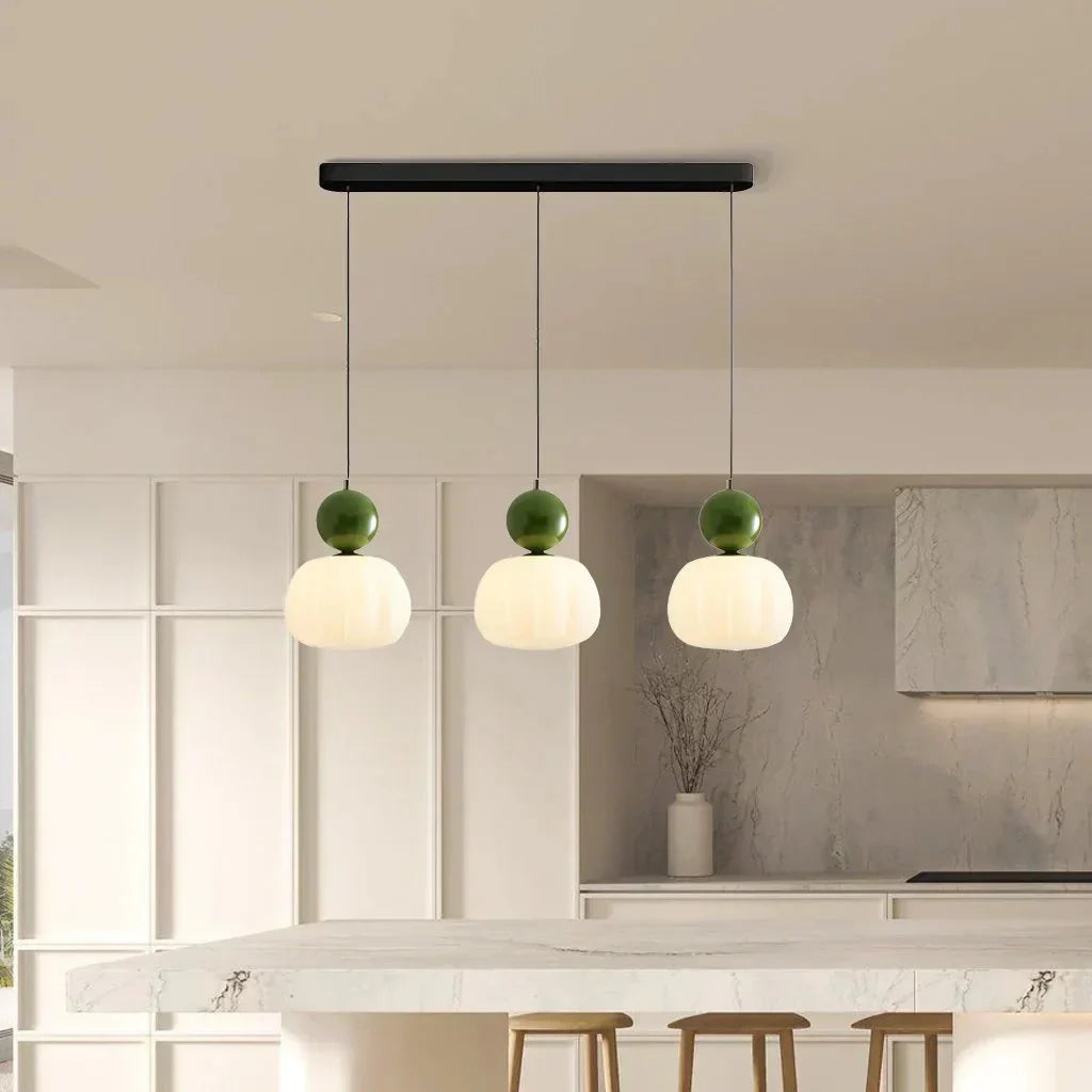 Art Deco Pendant Lamp in Bauhaus Style (Cream, Red, Green, or Chrome)
