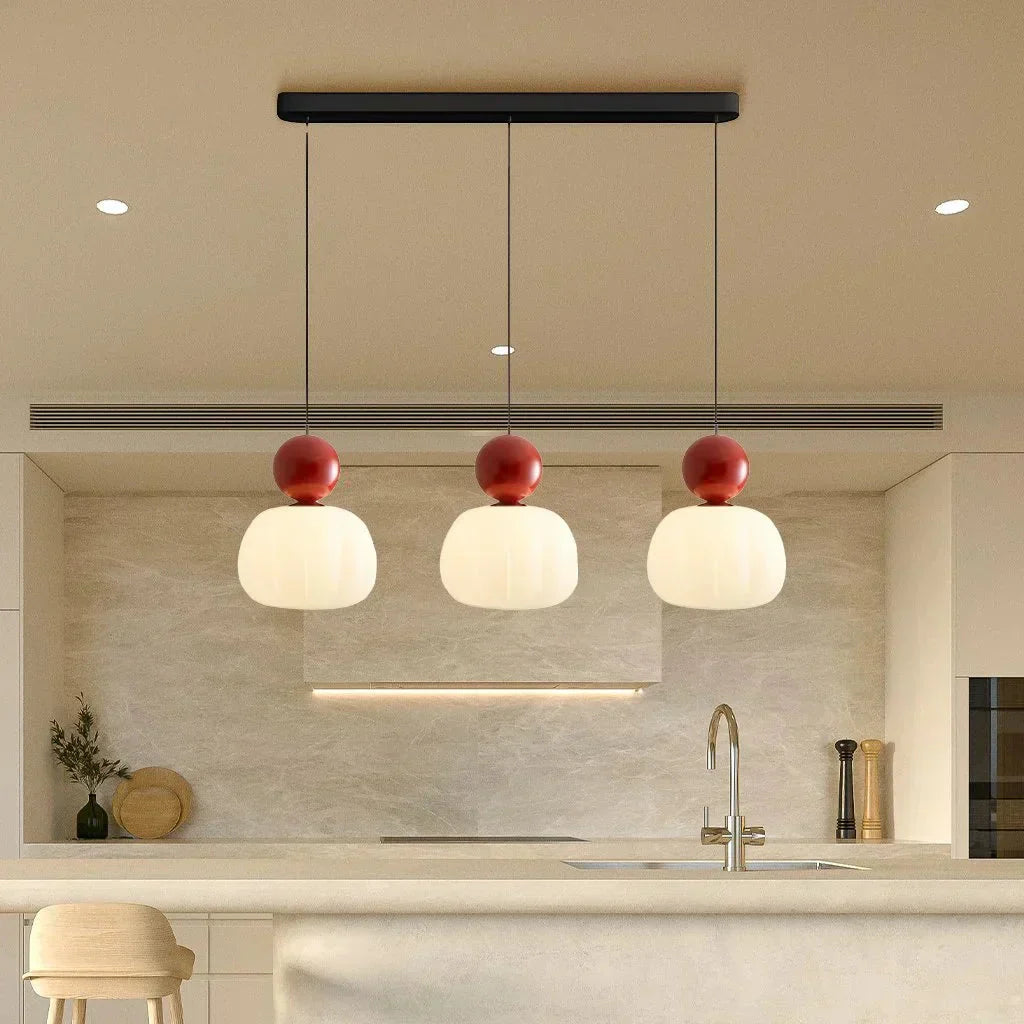 Art Deco Pendant Lamp in Bauhaus Style (Cream, Red, Green, or Chrome)