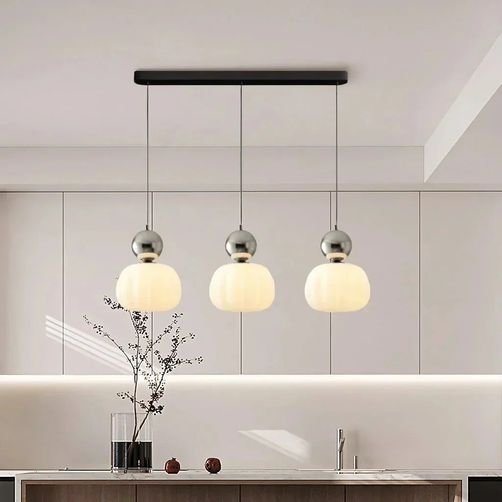Art Deco Pendant Lamp in Bauhaus Style (Cream, Red, Green, or Chrome)