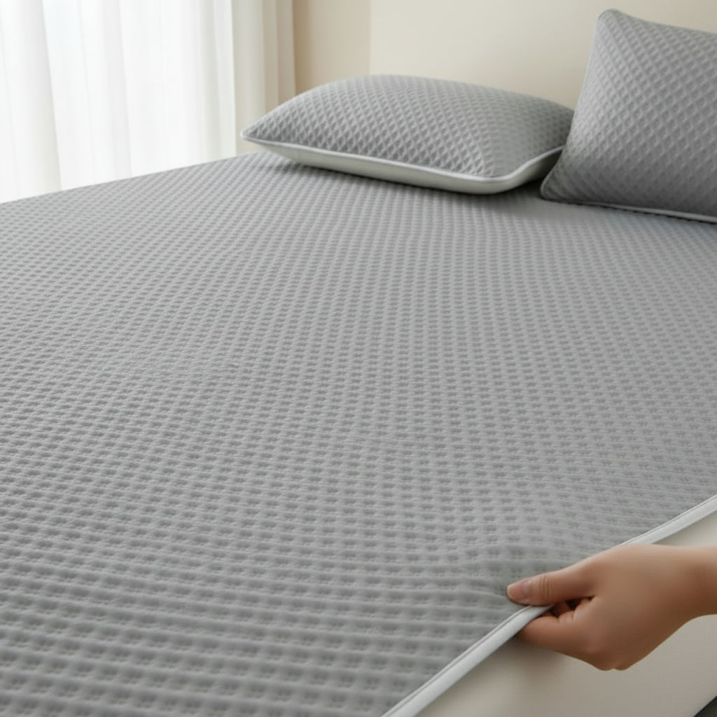 Foldable Cooling Sleep Mat - Breathable Waffle-Texture Bed Topper