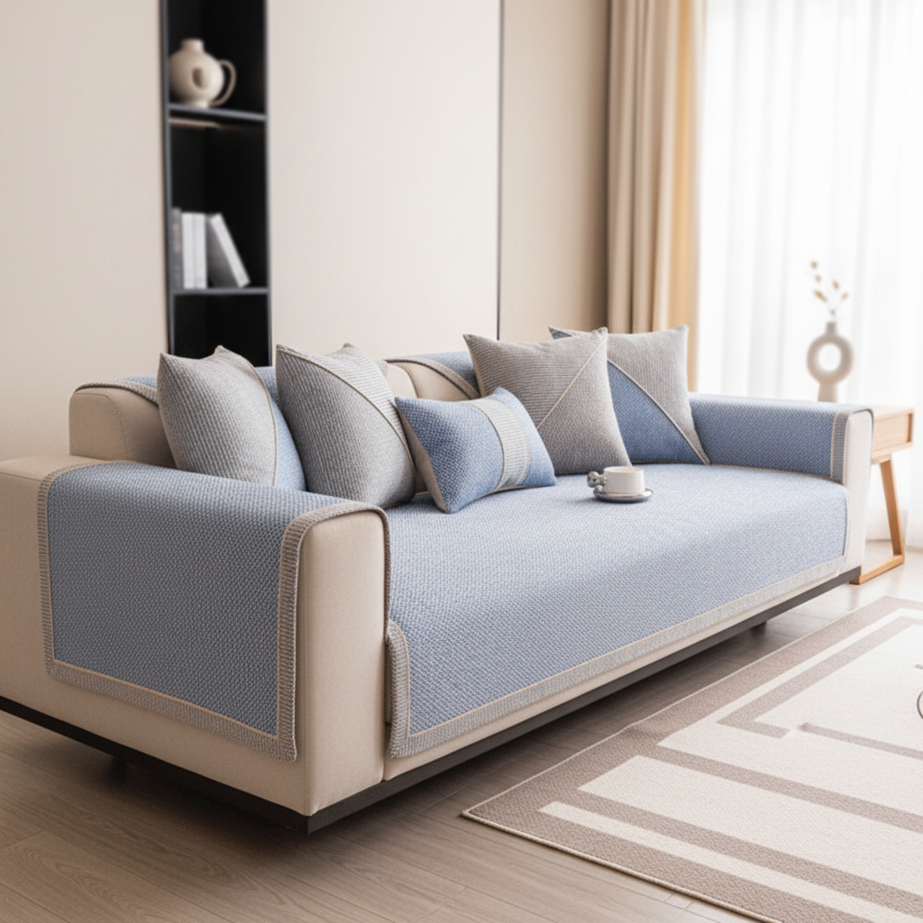 NATURWEFT – Non-Slip Cotton and Linen Sofa Cover for All Seasons