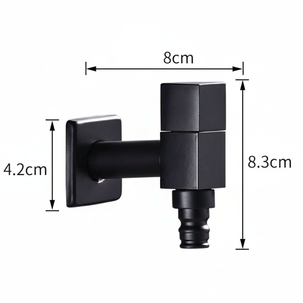Wall-Mounted Tap, Matte Black Solid Brass, Kitchen Bathroom Garden