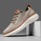 Men's Mesh Sneakers with Cushioned Sole and Leather Trim
