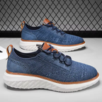 Men's Mesh Sneakers with Cushioned Sole and Leather Trim