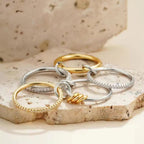 Women's Gold-Plated Stacked Diamond Ring - Sterling Silver