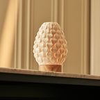 Serena Light Brown Wooden Rechargeable Table Lamp | Wireless, 3D-Printed Porcelain & 3 Light Colors