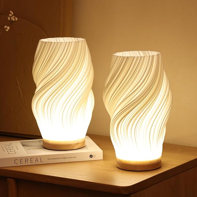 Warm LED Table Lamp with Dimmable Function & Elegant Wave Design