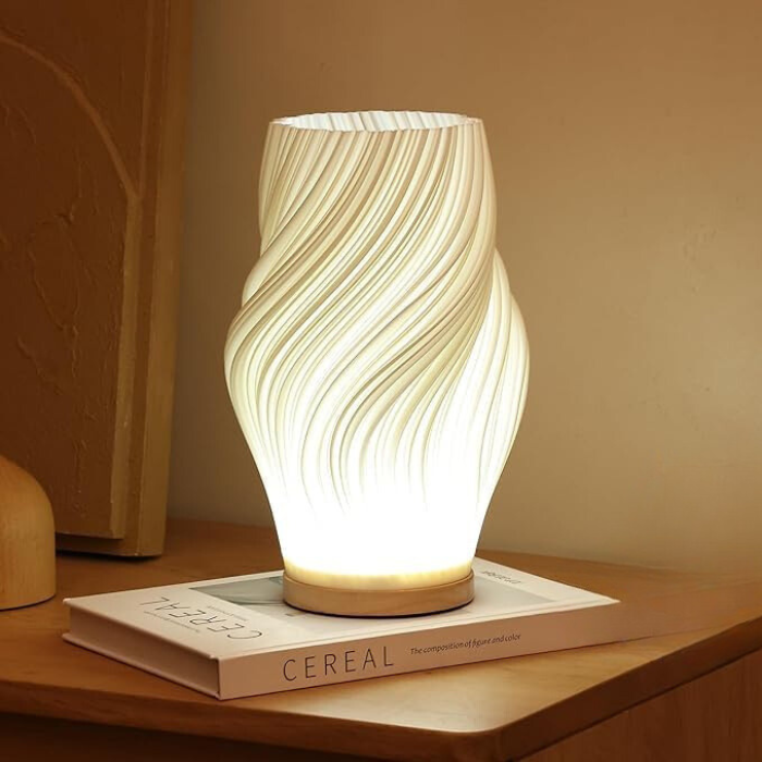 Warm LED Table Lamp with Dimmable Function & Elegant Wave Design