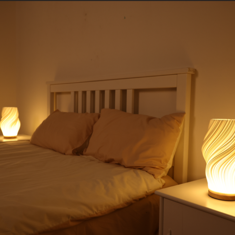 Warm LED Table Lamp with Dimmable Function & Elegant Wave Design