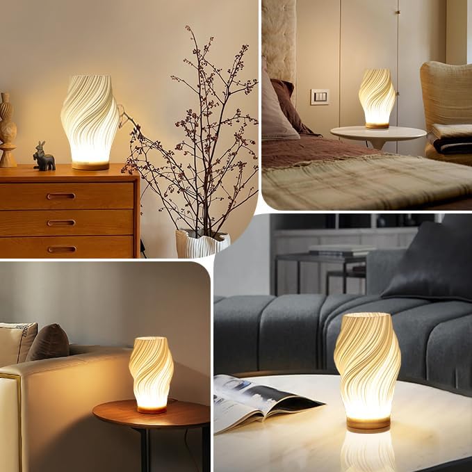 Warm LED Table Lamp with Dimmable Function & Elegant Wave Design