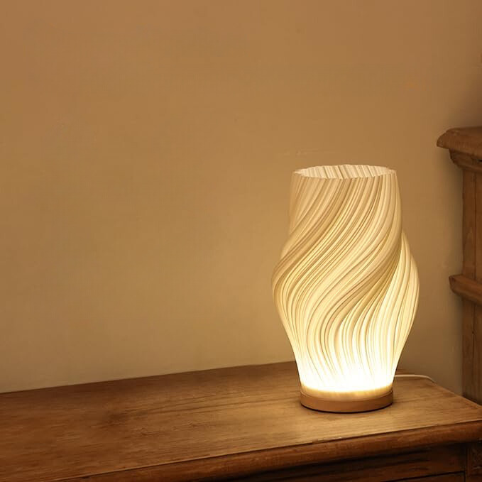 Warm LED Table Lamp with Dimmable Function & Elegant Wave Design