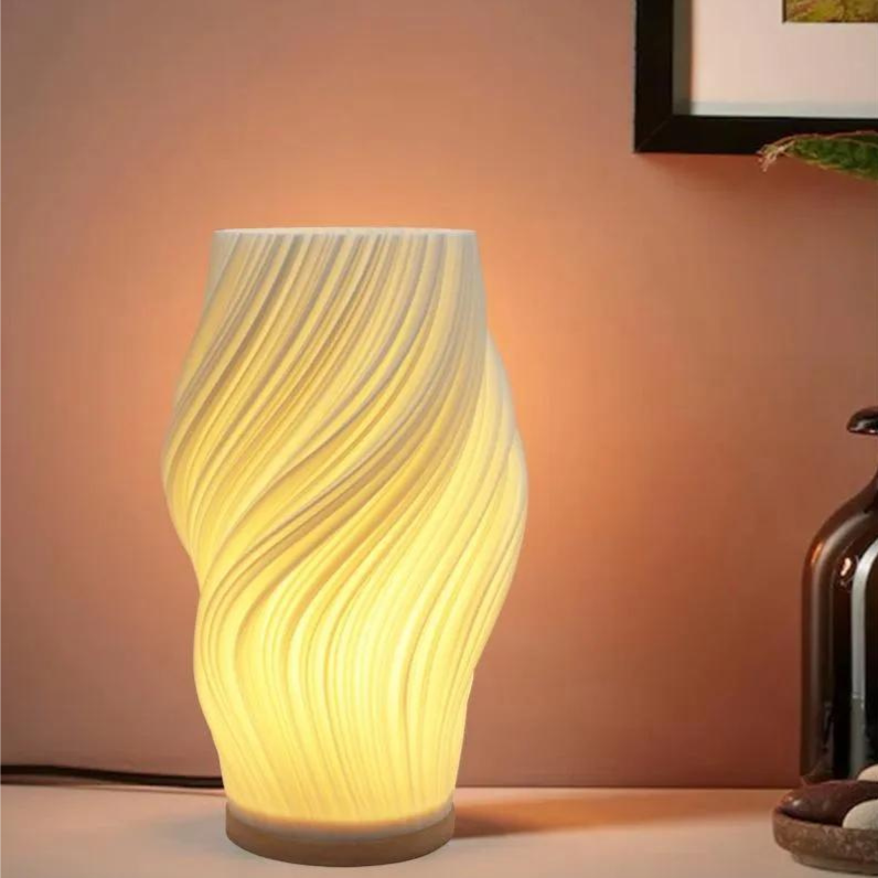Warm LED Table Lamp with Dimmable Function & Elegant Wave Design
