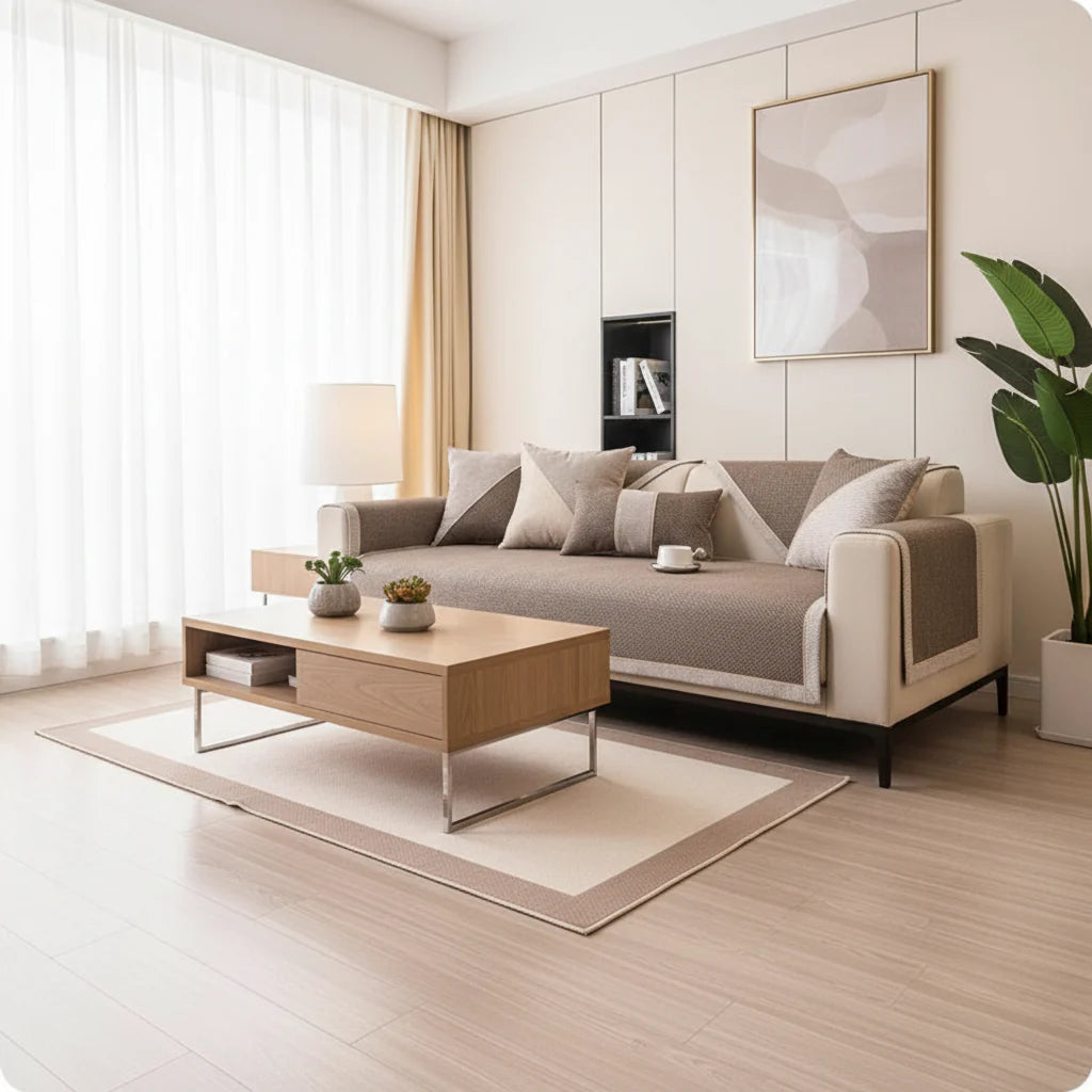 NATURWEFT – Non-Slip Cotton and Linen Sofa Cover for All Seasons