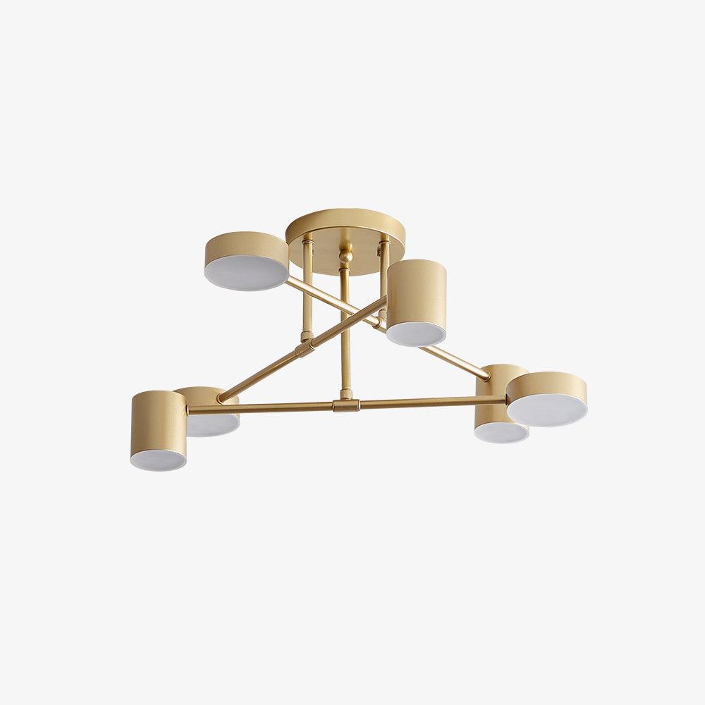 Ceiling Light with Intersecting Arms and Cylindrical Heads - Sputnik Style