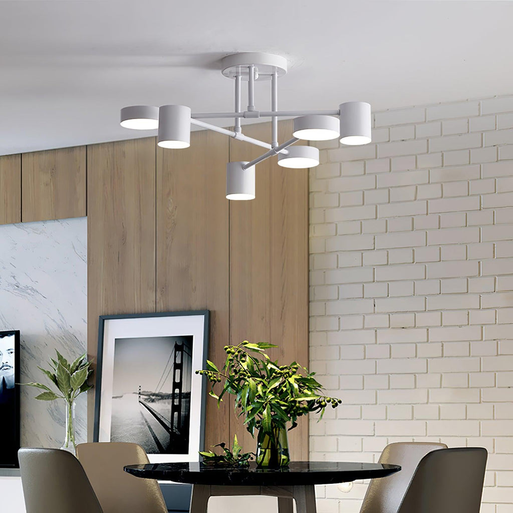 Ceiling Light with Intersecting Arms and Cylindrical Heads - Sputnik Style