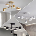 Ceiling Light with Intersecting Arms and Cylindrical Heads - Sputnik Style