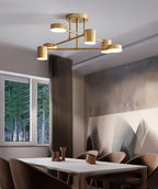 Ceiling Light with Intersecting Arms and Cylindrical Heads - Sputnik Style