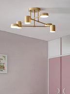 Ceiling Light with Intersecting Arms and Cylindrical Heads - Sputnik Style