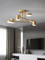 Ceiling Light with Intersecting Arms and Cylindrical Heads - Sputnik Style