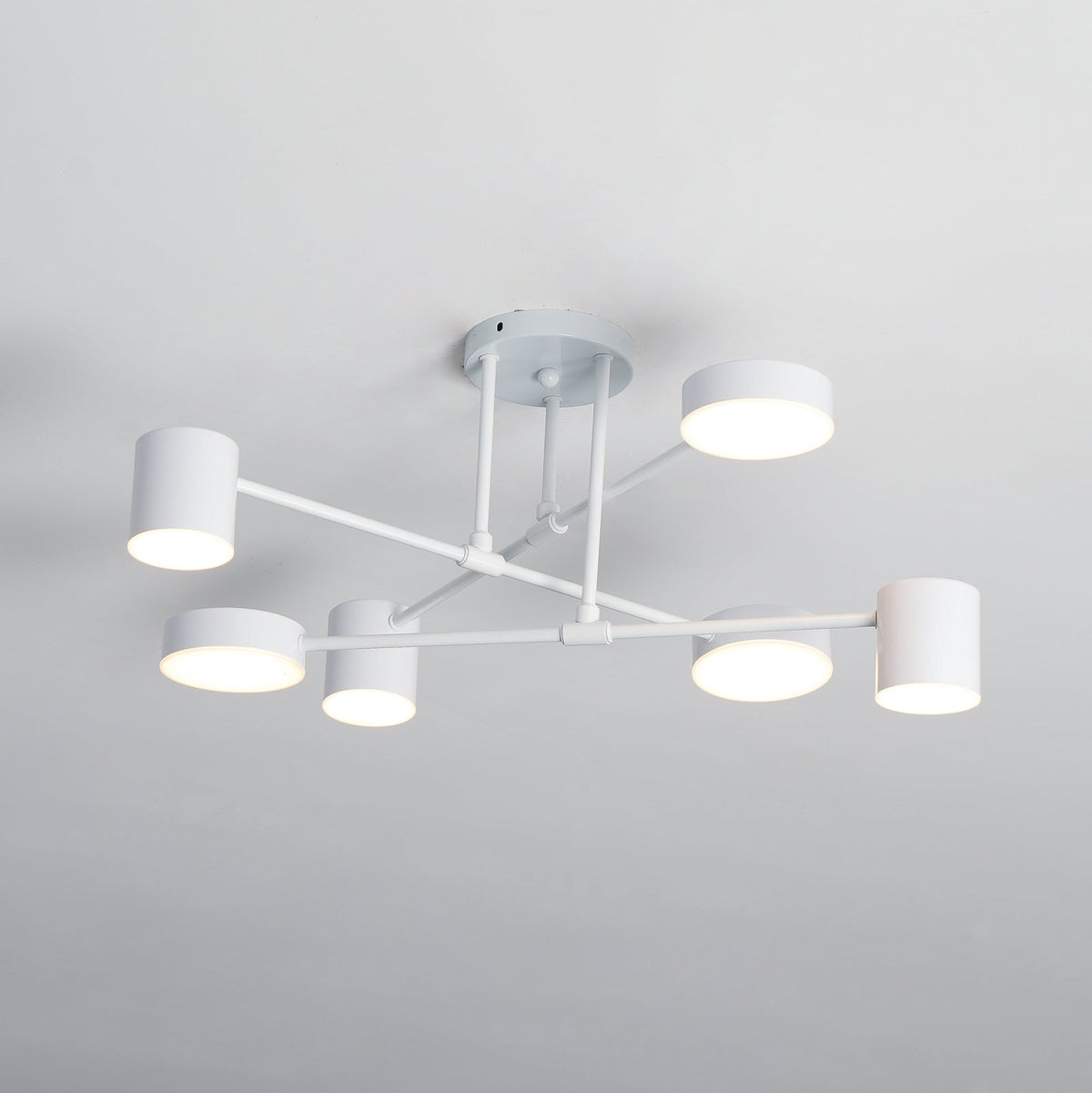 Ceiling Light with Intersecting Arms and Cylindrical Heads - Sputnik Style