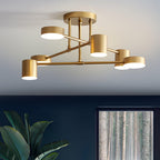 Ceiling Light with Intersecting Arms and Cylindrical Heads - Sputnik Style
