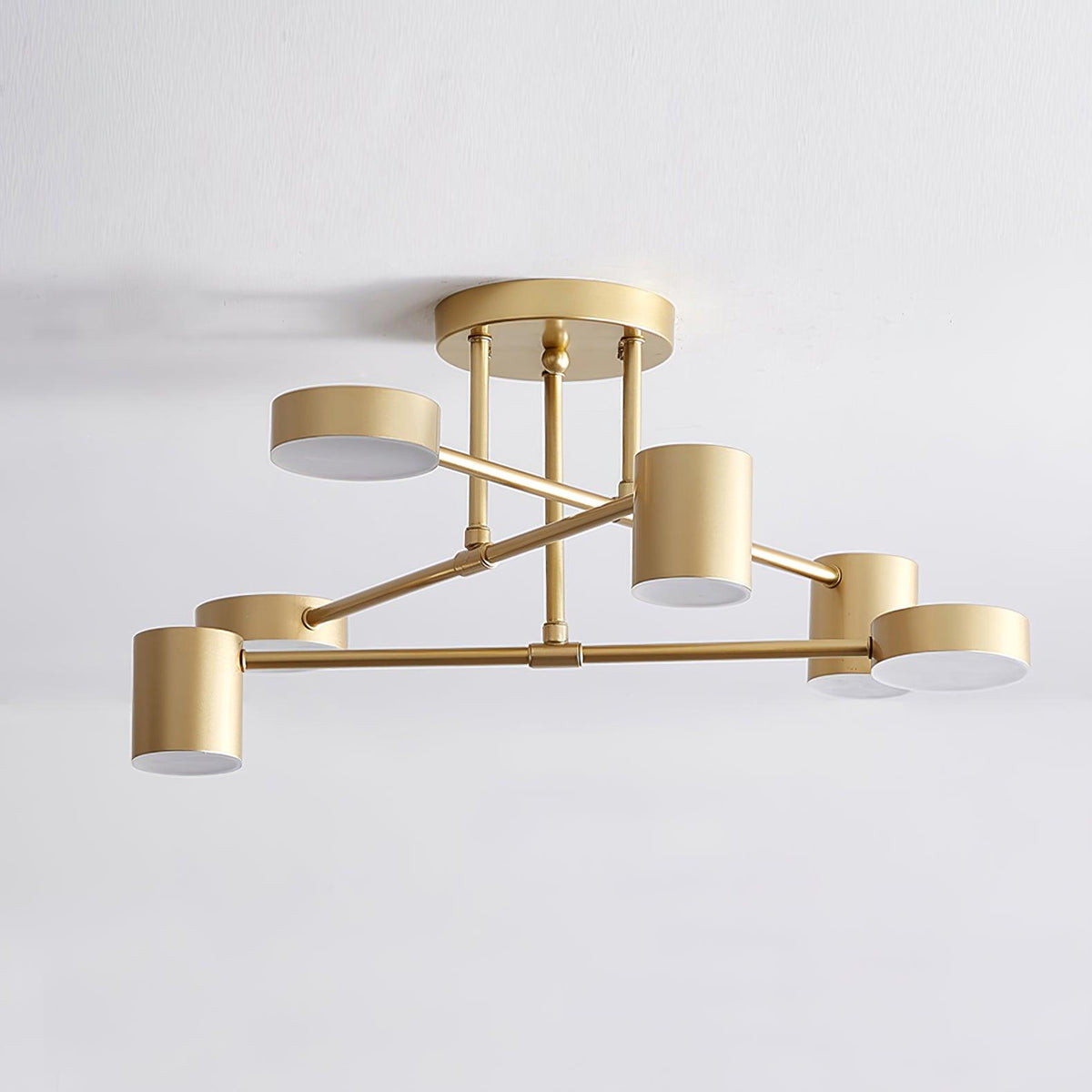 Ceiling Light with Intersecting Arms and Cylindrical Heads - Sputnik Style