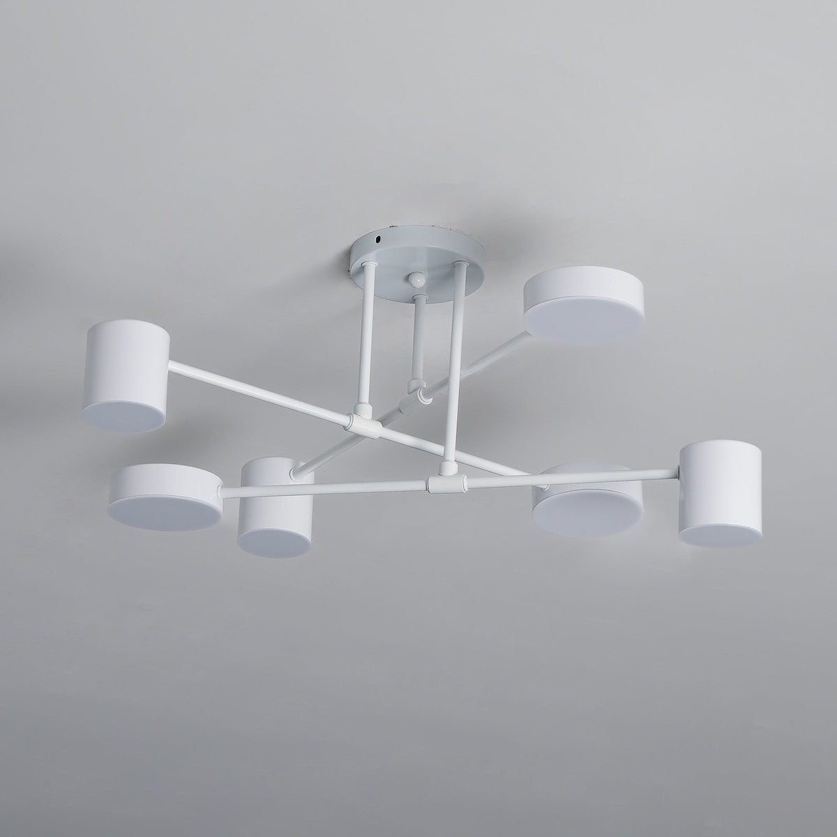 Ceiling Light with Intersecting Arms and Cylindrical Heads - Sputnik Style