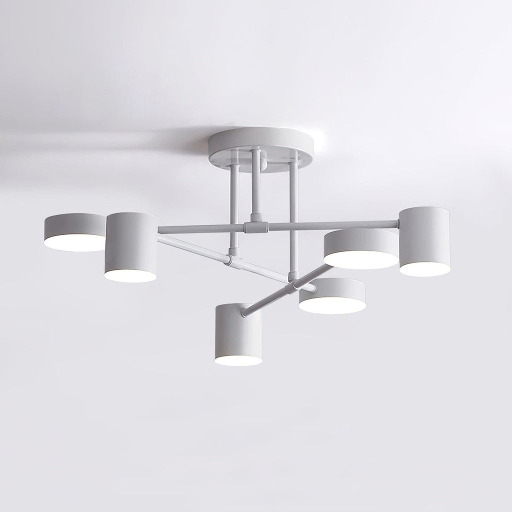 Ceiling Light with Intersecting Arms and Cylindrical Heads - Sputnik Style