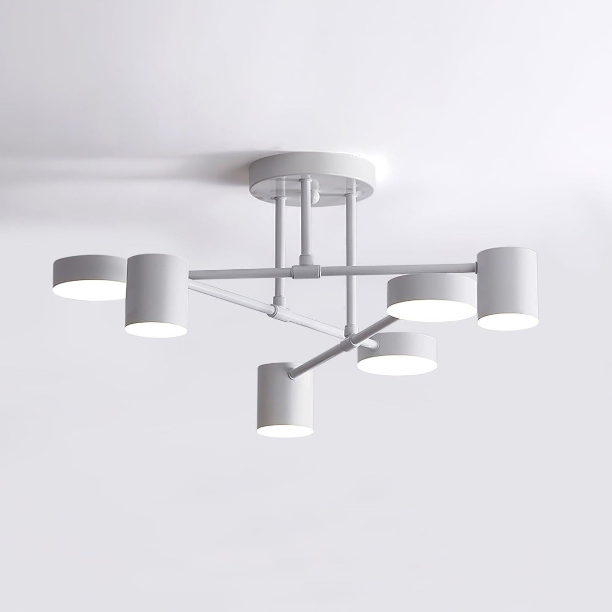 Ceiling Light with Intersecting Arms and Cylindrical Heads - Sputnik Style
