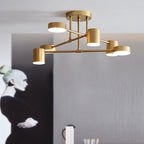 Ceiling Light with Intersecting Arms and Cylindrical Heads - Sputnik Style