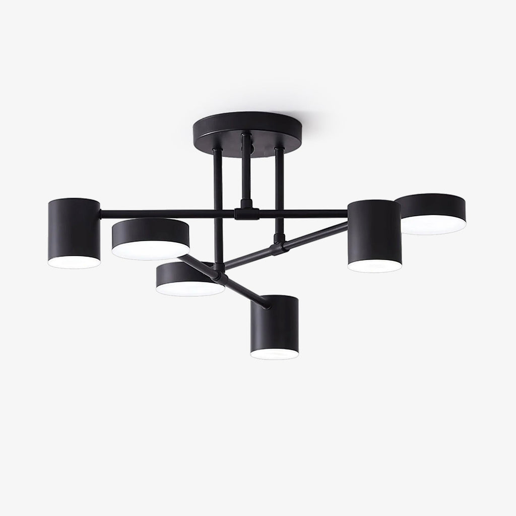 Ceiling Light with Intersecting Arms and Cylindrical Heads - Sputnik Style