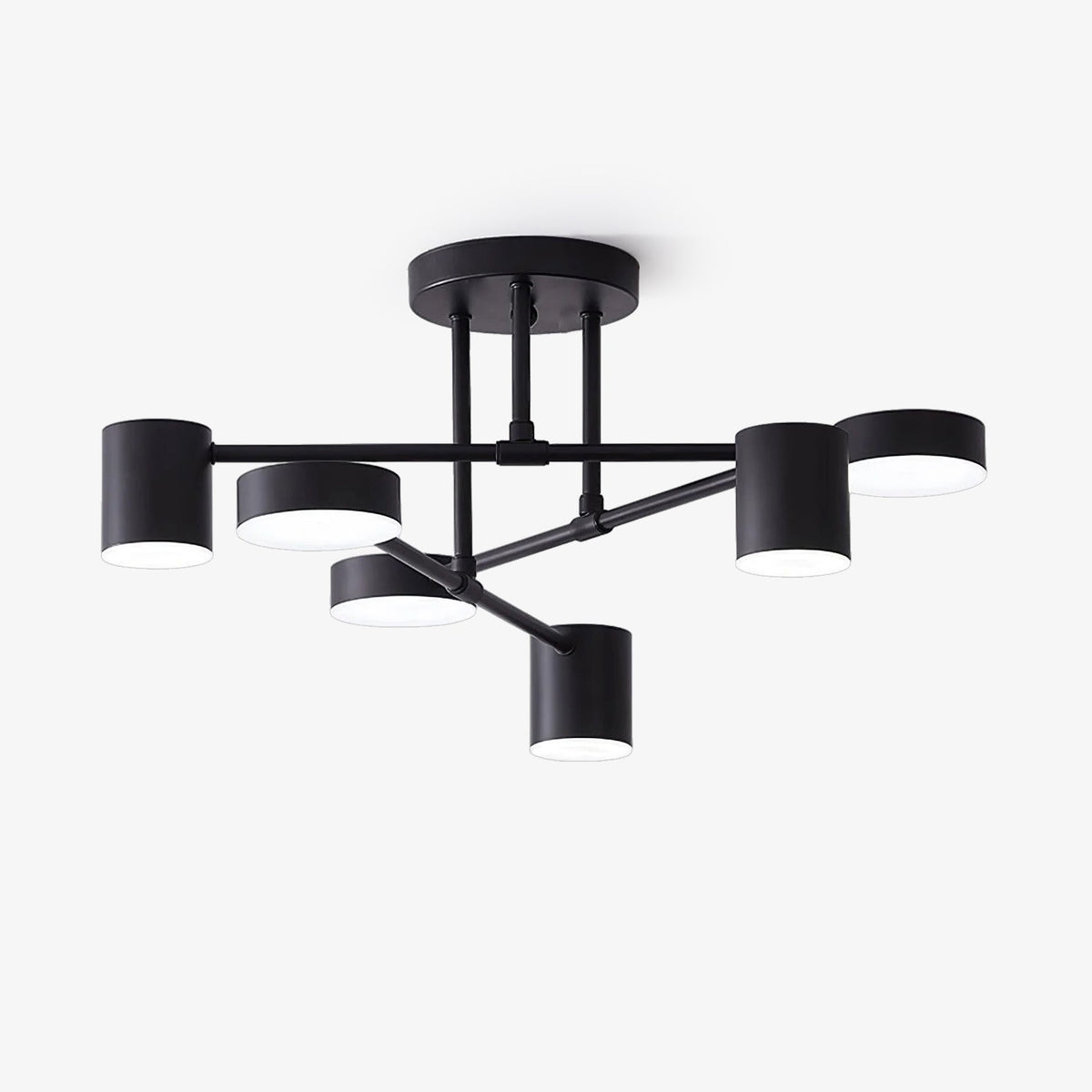 Ceiling Light with Intersecting Arms and Cylindrical Heads - Sputnik Style