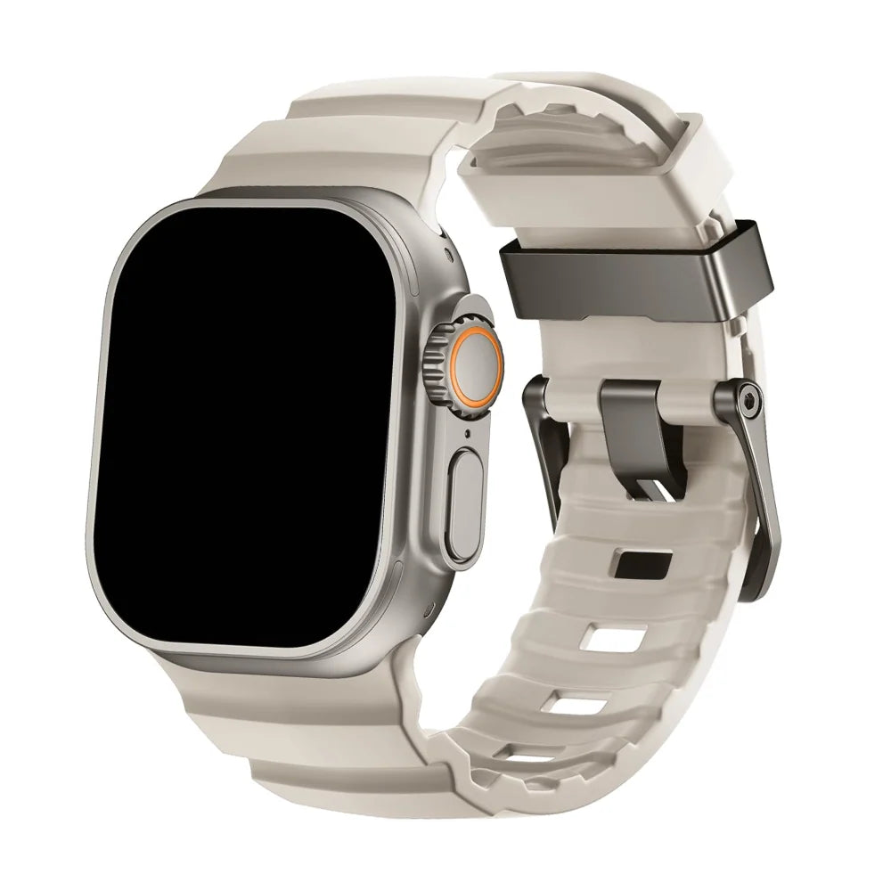 Silicone Watch Strap for Apple Watch with Titanium Buckle