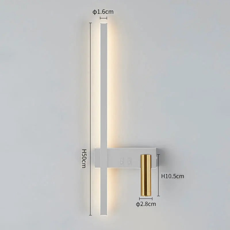 Wall Lights for Living Room with Vertical LED Bar and Adjustable Spotlight
