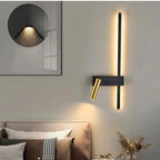 Wall Lights for Living Room with Vertical LED Bar and Adjustable Spotlight