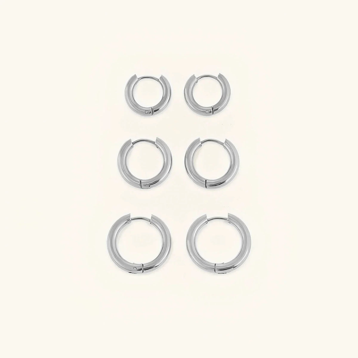 Women's Classic Huggie Hoop Earrings - Gold-Plated Stainless Steel, Set of Three