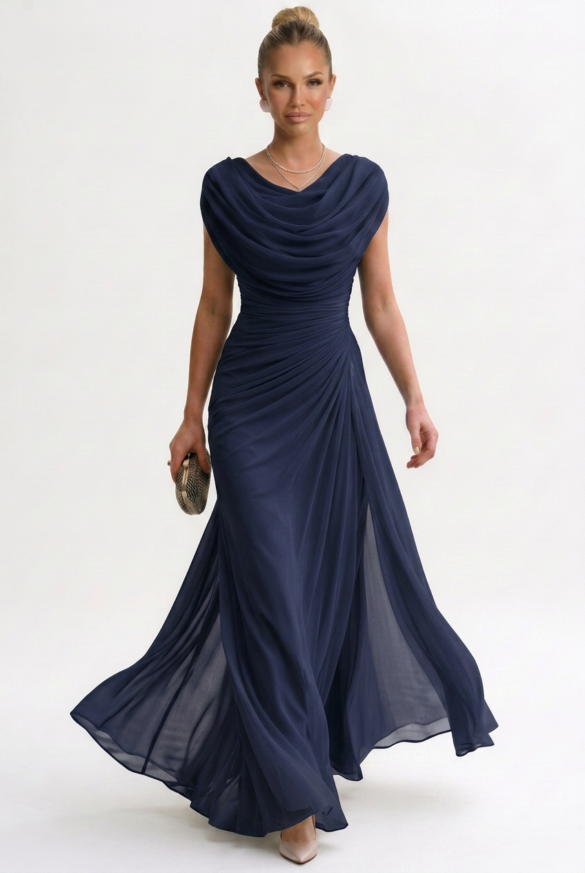 Women's Maxi Dress - Sleeveless Polyester Evening Dress
