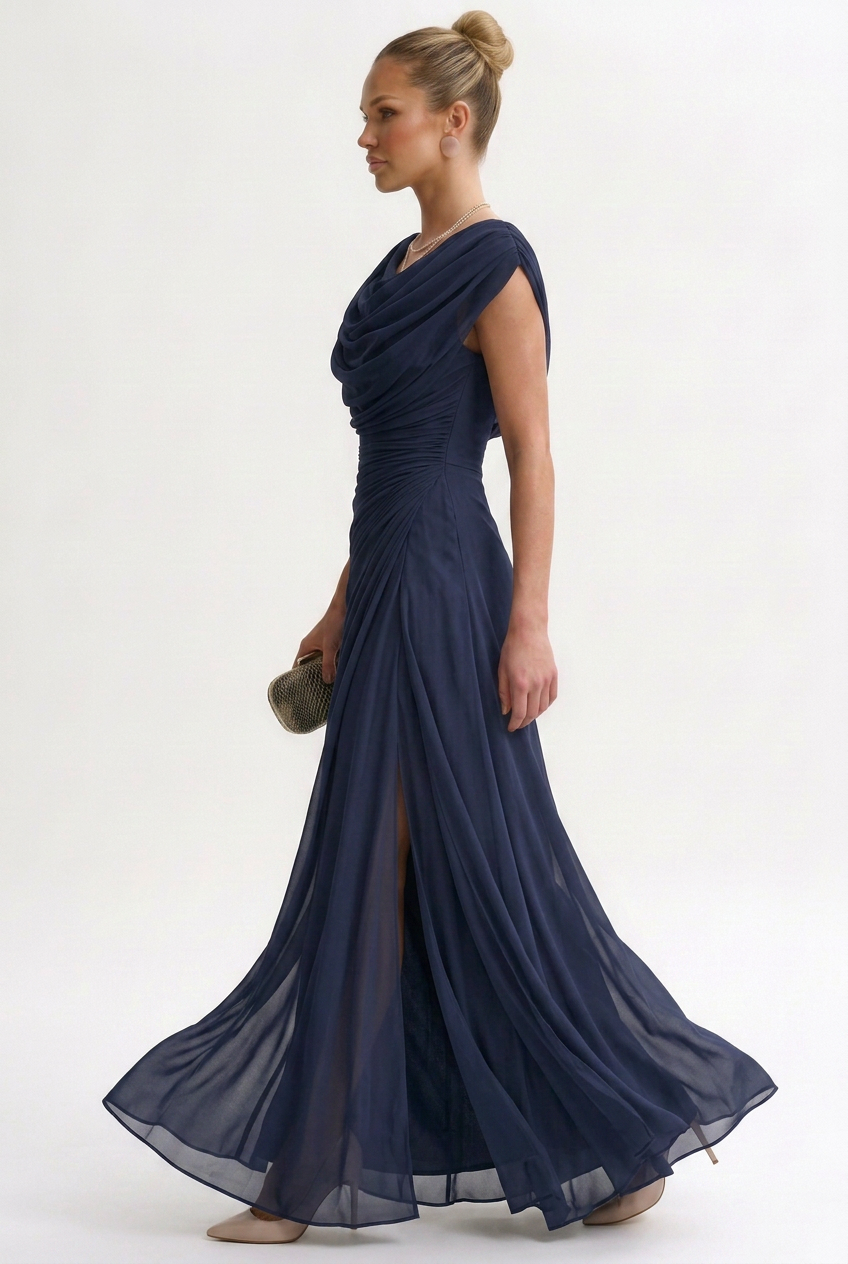 Women's Maxi Dress - Sleeveless Polyester Evening Dress
