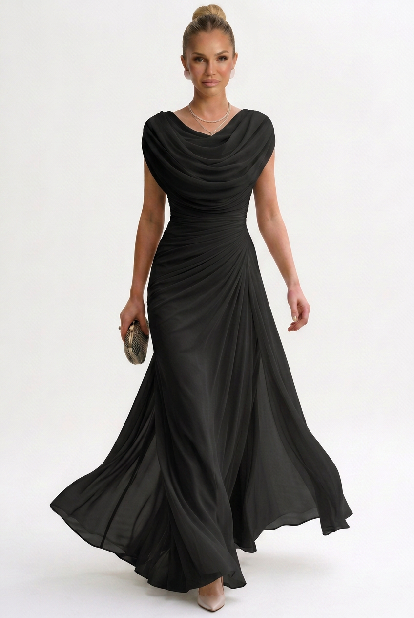 Women's Maxi Dress - Sleeveless Polyester Evening Dress