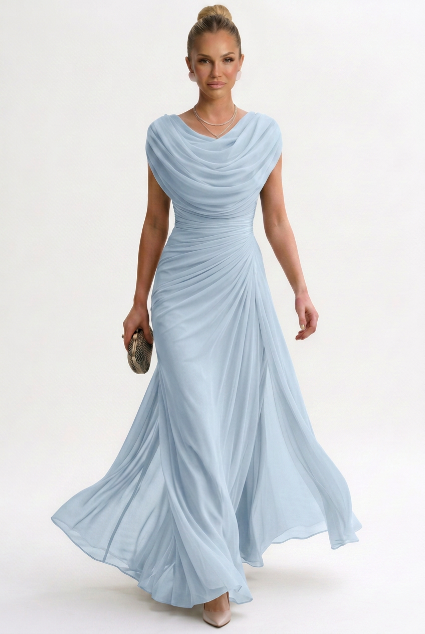 Women's Maxi Dress - Sleeveless Polyester Evening Dress