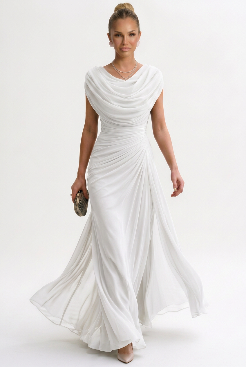 Women's Maxi Dress - Sleeveless Polyester Evening Dress